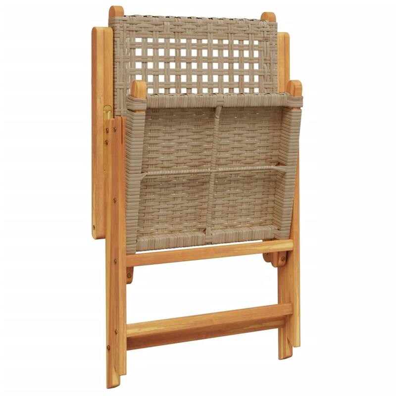 vidaXL Patio Chairs Garden Seating Furniture Solid Wood Acacia and Poly Rattan - 27.6 x 22.4 x 42.9