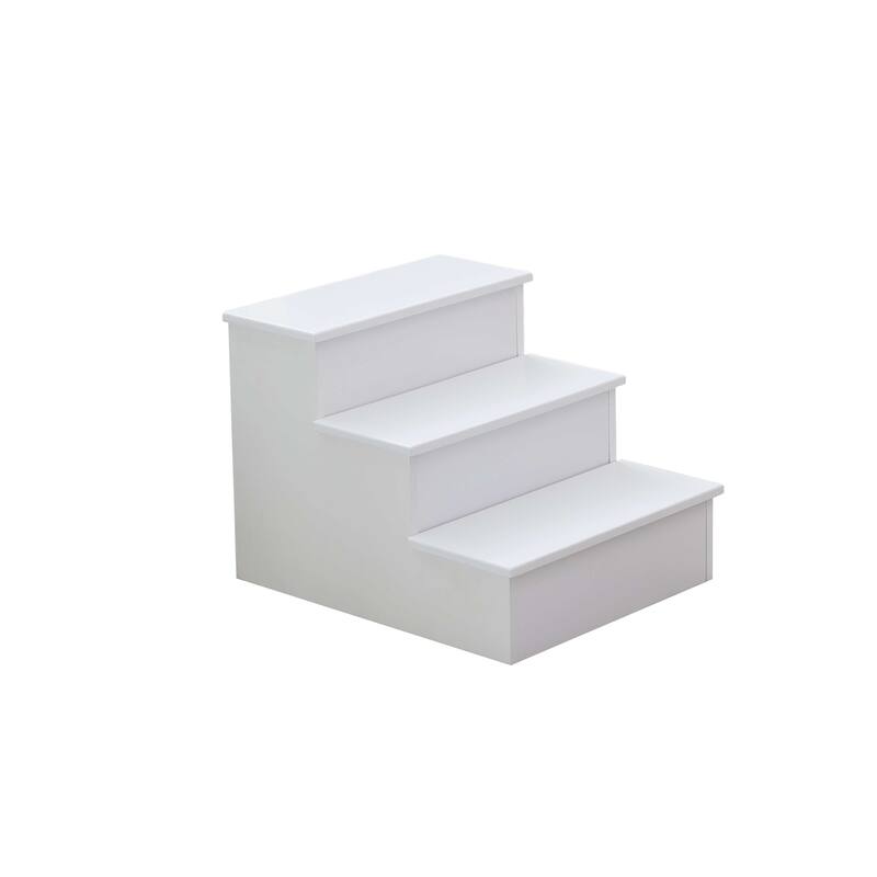 3 Step Wood Step Stool, White