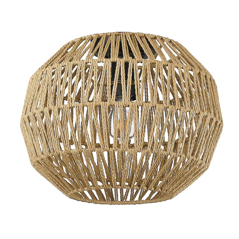 Golden Lighting 6933-FM BLK-NR Florence 14" Wide Flush Mount Globe