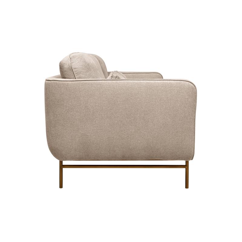 Lilou 77" Fabric or Velvet 3 Seater Sofa Sofa with Antique Brass Metal Legs