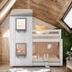 preview thumbnail 1 of 32, Multifunction Twin Over Twin Roof Window Bunk Bed With Guardrail And Ladder White