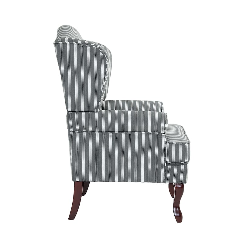 31" W Modern Upholstered Linen Wing Back Accent Chair with Rolled Arm