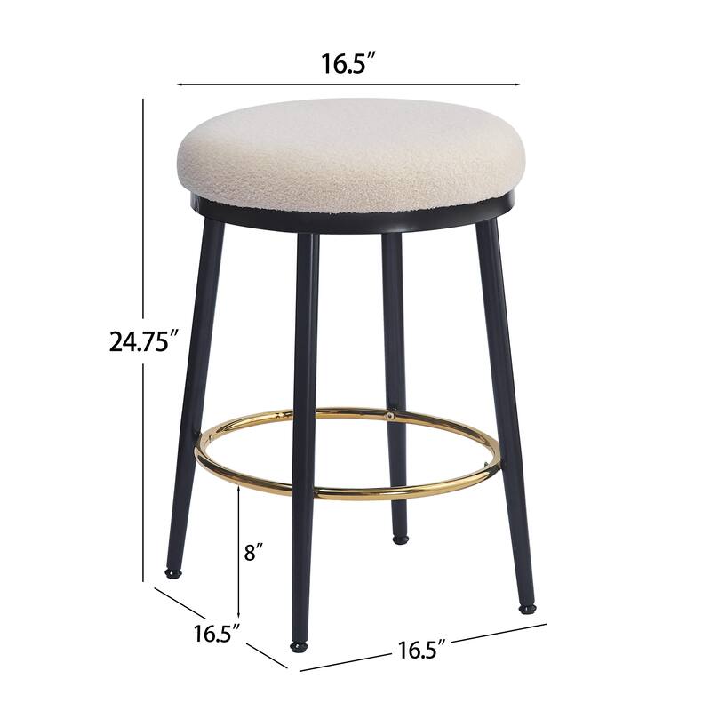 24.75'' Modern Counter Stools Set of 4,White Counter Stools with iron Frame,Sponge cushion,Footrest