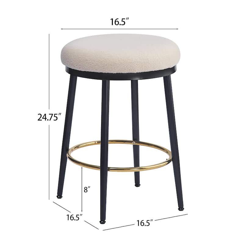 Backless Bar Stools with Footrest Fabric Upholstered Counter Stools 24.75" Modern Counter Stools Set of 2 for Dining Room