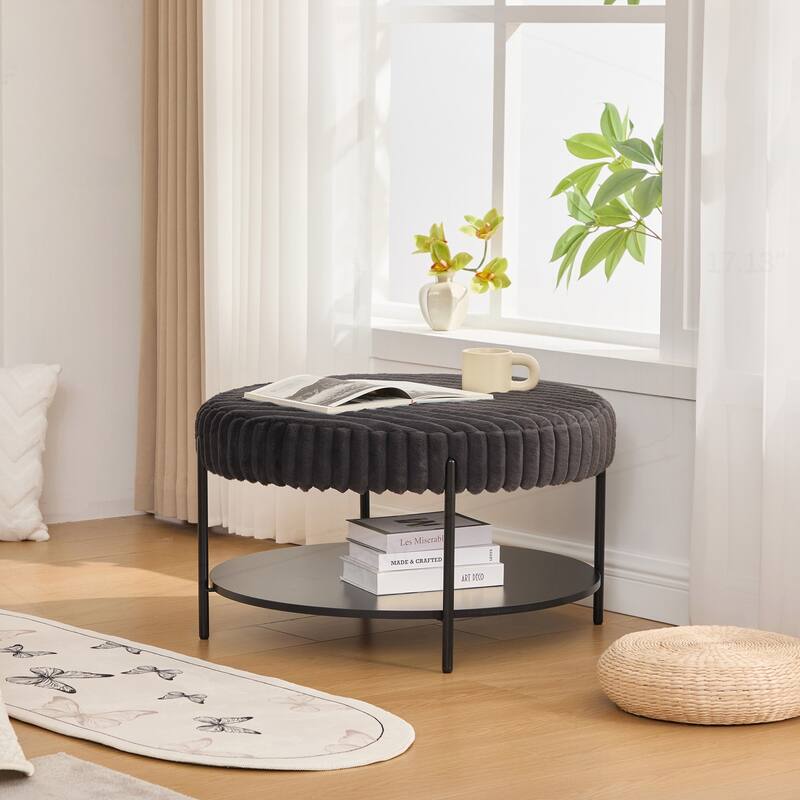 30.9"Wide Upholstered Round Ottoman