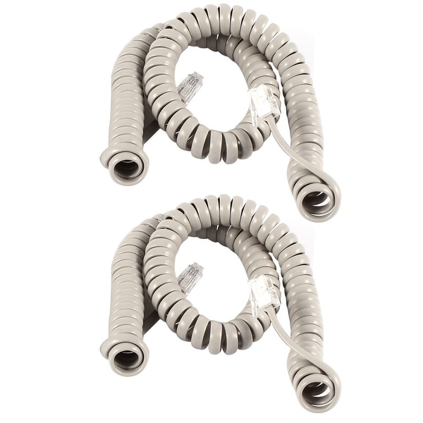 Unique Bargains 2pcs 3Meter 10Ft RJ9 4P4C Coiled Stretchy Telephone Handset Cable Line Gray. Opens flyout.