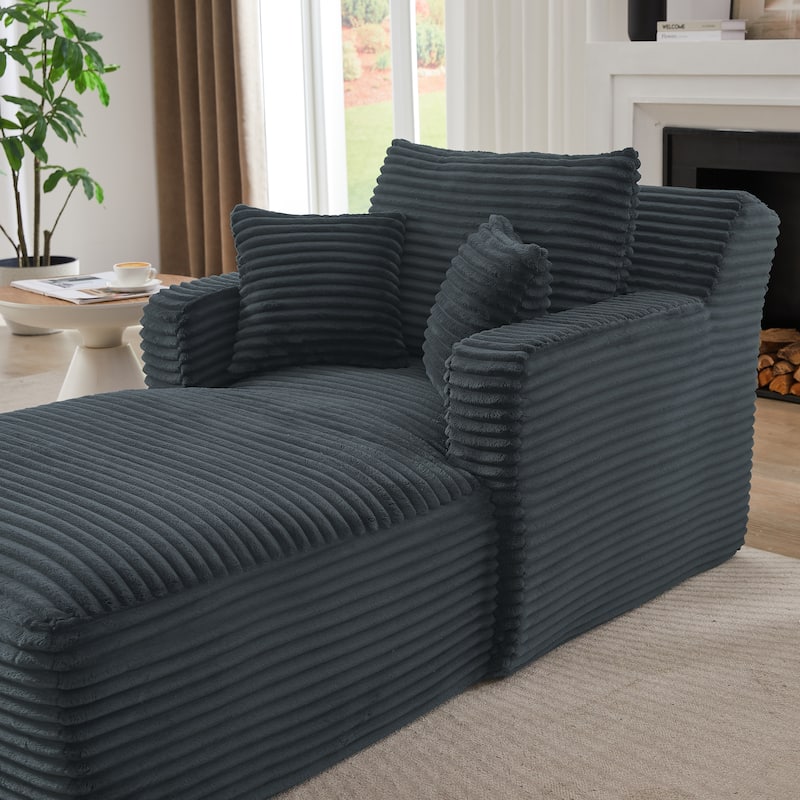 Indoor Single Chaise Sofa, Modern Corduroy Upholstery, No Assembly Required, Comfy Sleeper for Living Room, Office