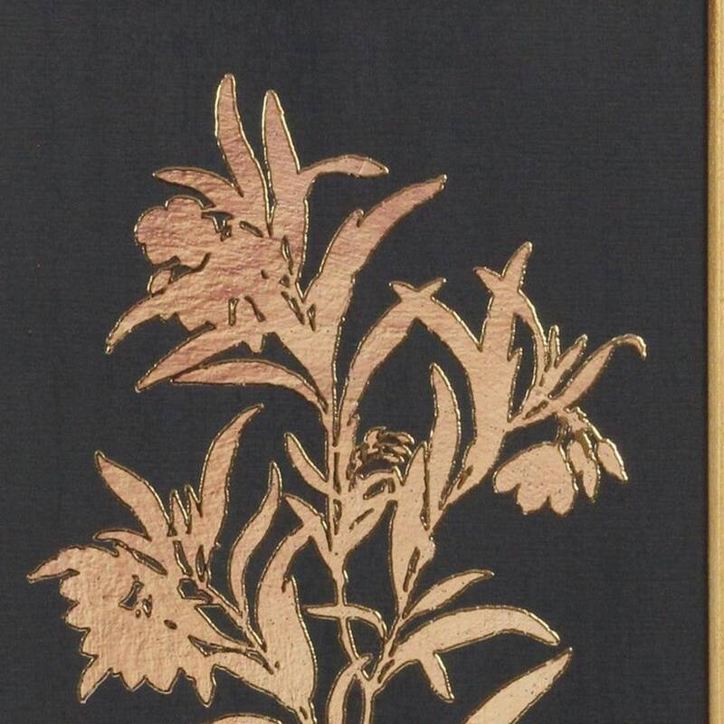 HomeRoots 21" X 14" Gold And Black Flower Bouquet Wood Framed Art