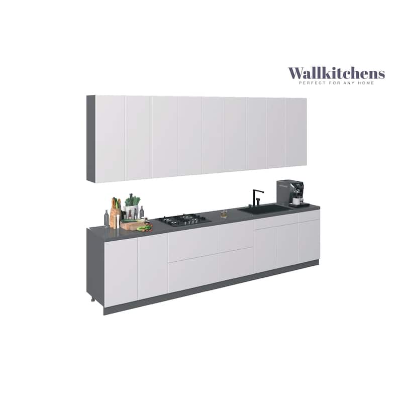 Kitchen Elite Epicure Collection White Gloss Color Base Size 11Ft Wide - 138x24 - White