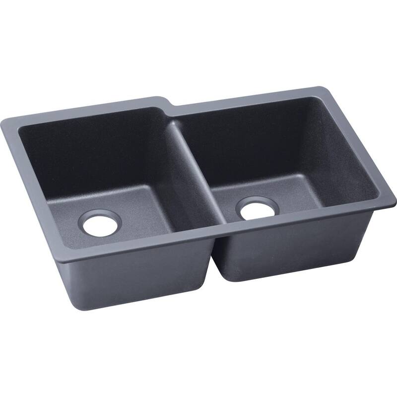 Elkay Quartz Classic 33" x 20-1/2" x 9-1/2", Offset Double Bowl Undermount Sink