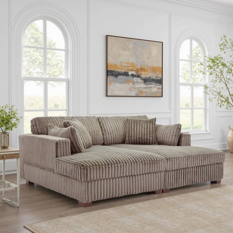 DREAMSIDEA Oversized Modular Sectional Sofa - Light Brown/2 Pillows