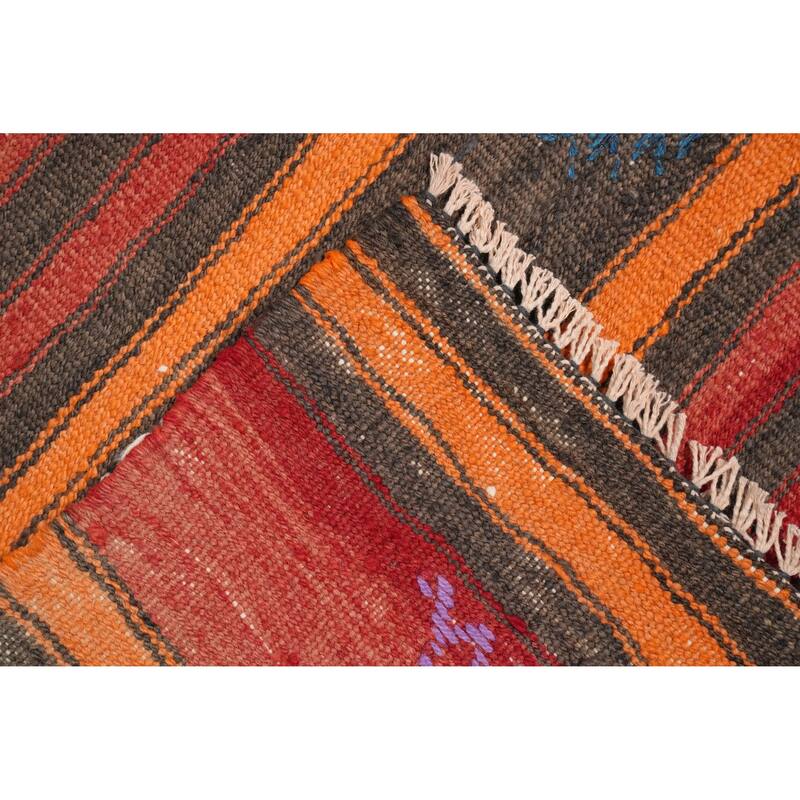 Hand Woven Oriental 100% Wool Carpet Southwestern Tribal Multi-Colored Kilim Area Rug - 9' 1'' X 5' 3''
