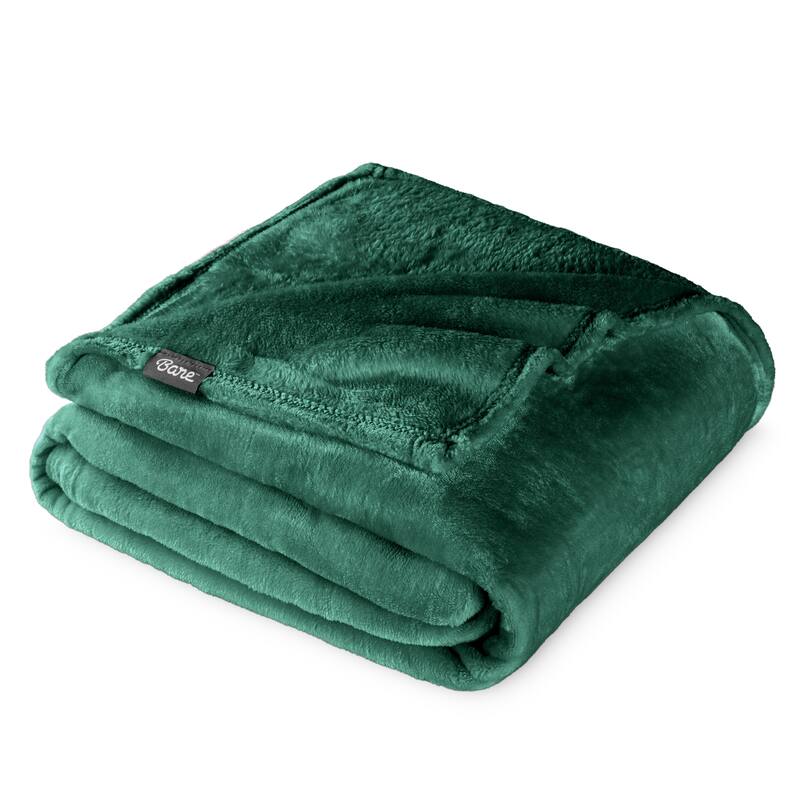 Bare Home Microplush Fleece Blanket - Ultra-Soft - Cozy Fuzzy Warm - King - Forest Green