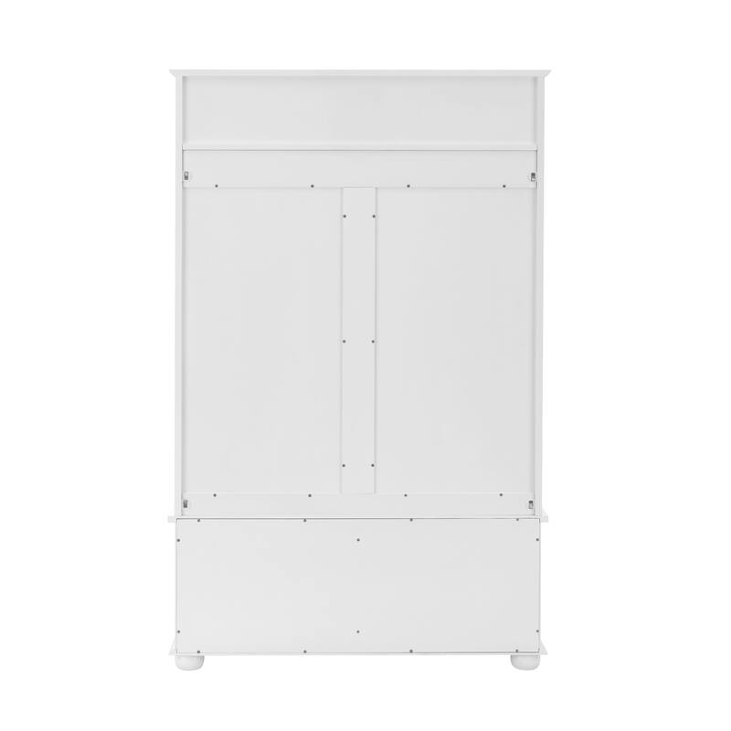 Modern Hall Tree Coat Rack with Shoe Rack Bench, Coat Hooks and Open Shelves, for Entryway Storage, White