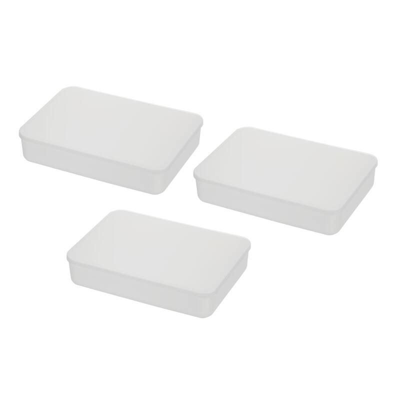 YBM Home Plastic Storage Bins with Lids for Organizing Small Household Items, Multipurpose for Classroom, Drawers, Desktop - 14.25 x 10.25 x 3 - 3 Piece