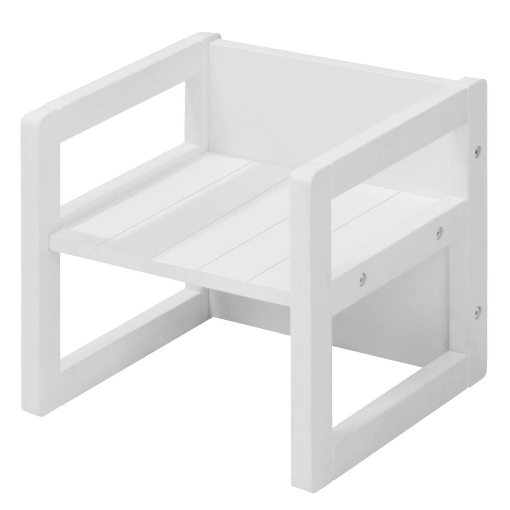 Roba Country Farmhouse Chair, White Wood, Adjustable Seat Height, Converts Into A Table