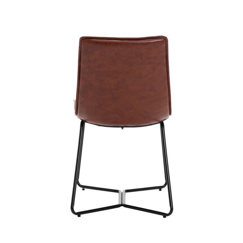 Porthos Home Bruna Dining Chairs Set of 2, PU Leather, Cross Sled Legs