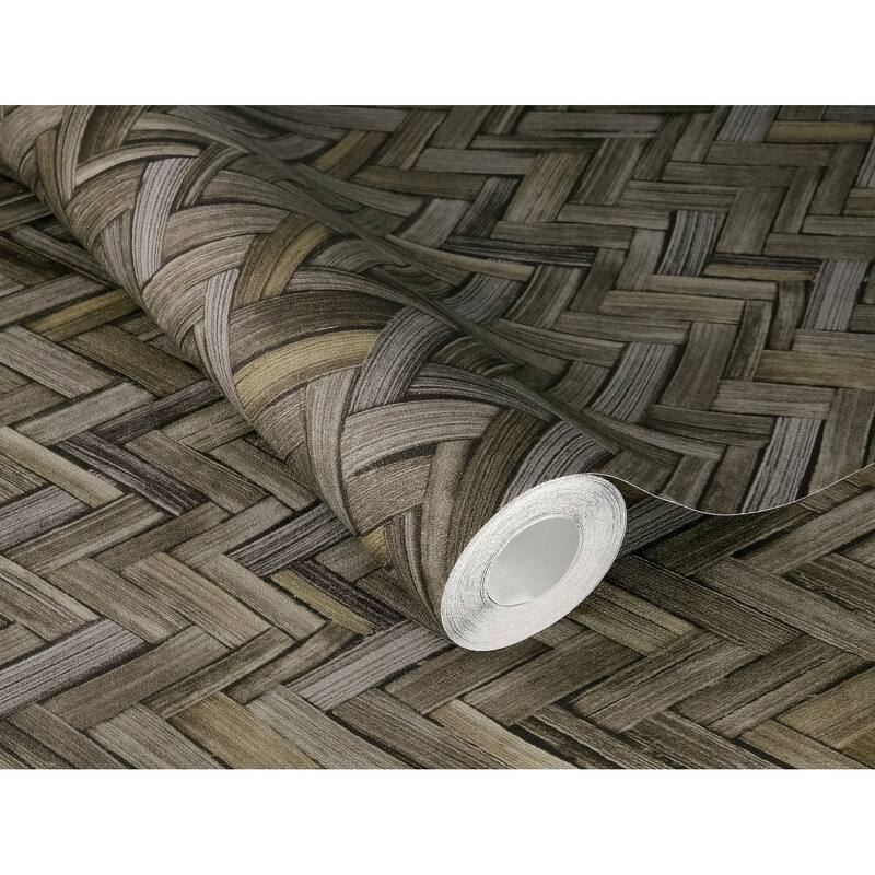 A-Street Prints Ellery Charcoal Herringbone Wallpaper