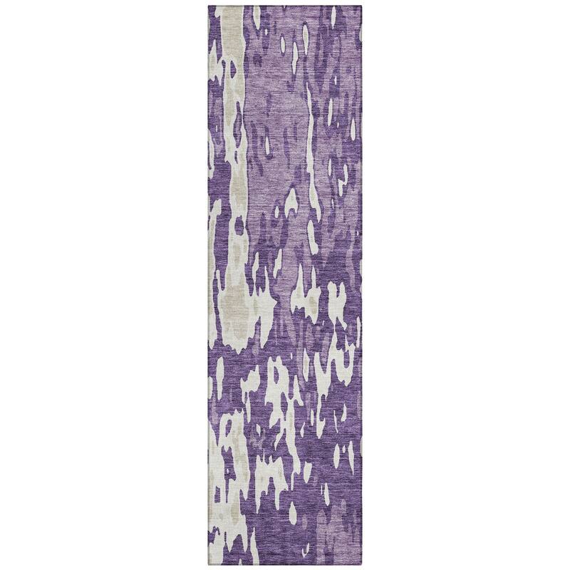 Machine Washable Indoor/ Outdoor Abstract Contemporary Chantille Rug