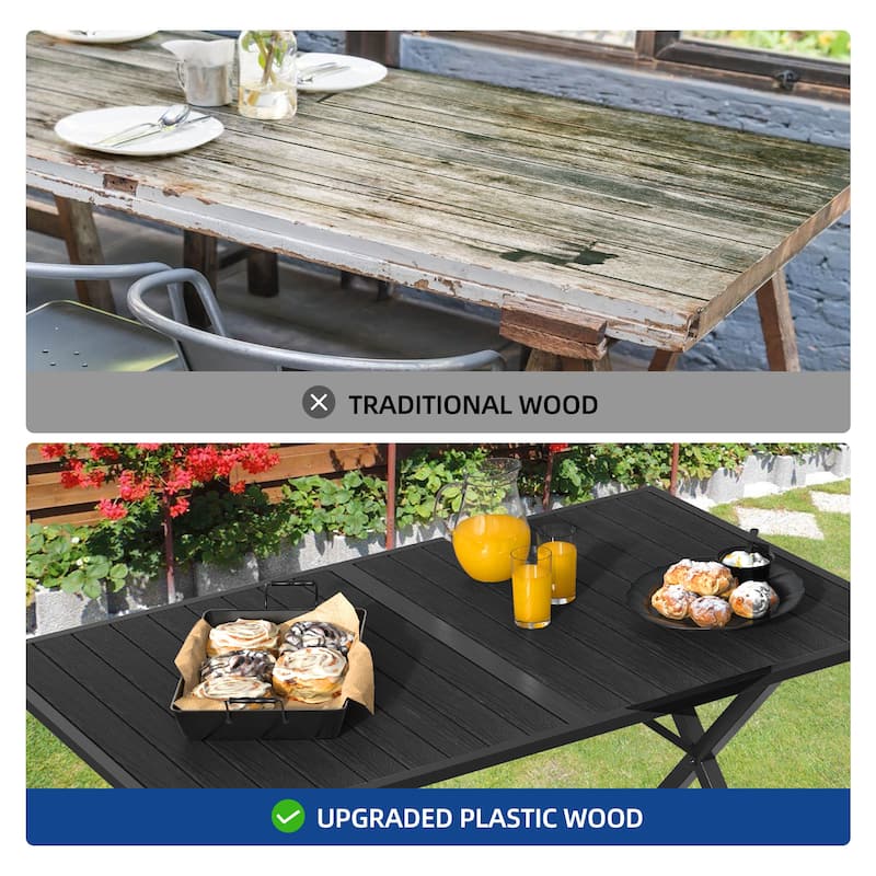 Moasis 59" Rectangle Outdoor Plastic Wood Patio Dining Table For up to 6 People