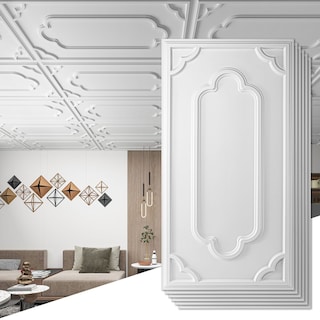 Art3d 2X4 ft PVC Lay-in Ceiling Tiles, Decorative Ceiling Tiles,12-Pack