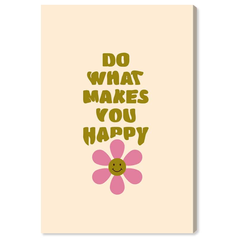 Wynwood Studio Canvas Typography and Quotes Just Happiness Green and Army Green Modern & Contemporary Wall Art Canvas Print