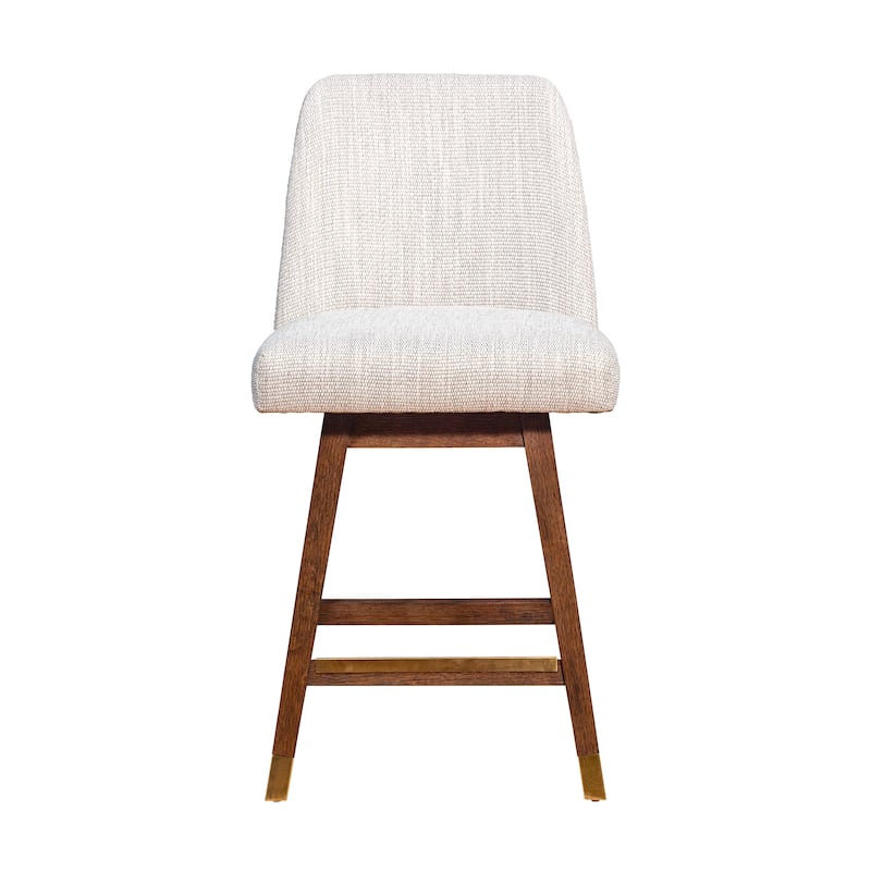Amalie Upholstered Bar Stool, Swivel Counter Height Stool with Solid Wood Frame
