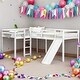 preview thumbnail 12 of 18, L-Shaped Twin Size Loft Bed with Ladder and Slide, Gray