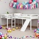 preview thumbnail 2 of 8, L-Shaped Twin Size Loft Bed with Ladder and Slide, White