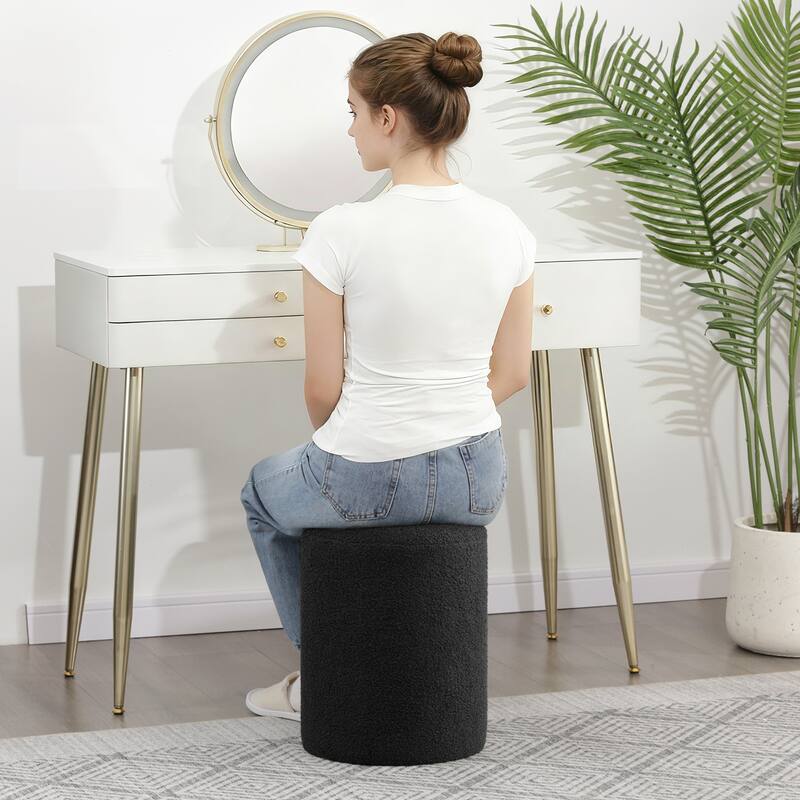 Adeco Ottoman Footrest Fabric Stool for Living Room Bedroom