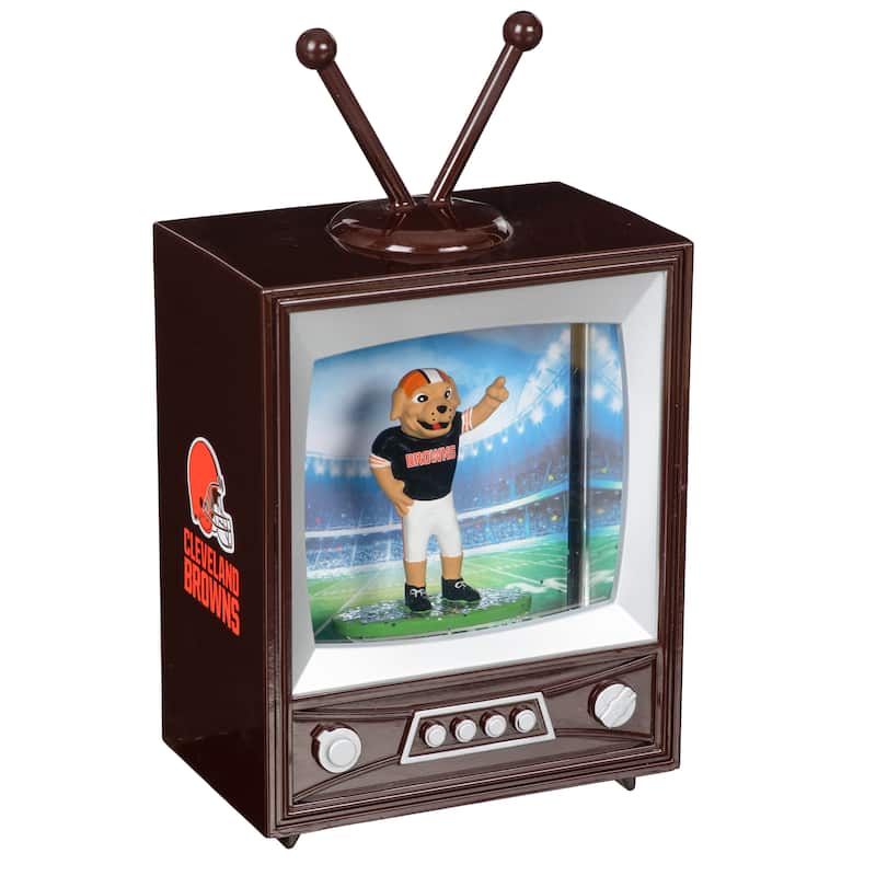 Cleveland Browns 8 in. Vintage TV Light Up Water Lantern Snow Globe with Mascot