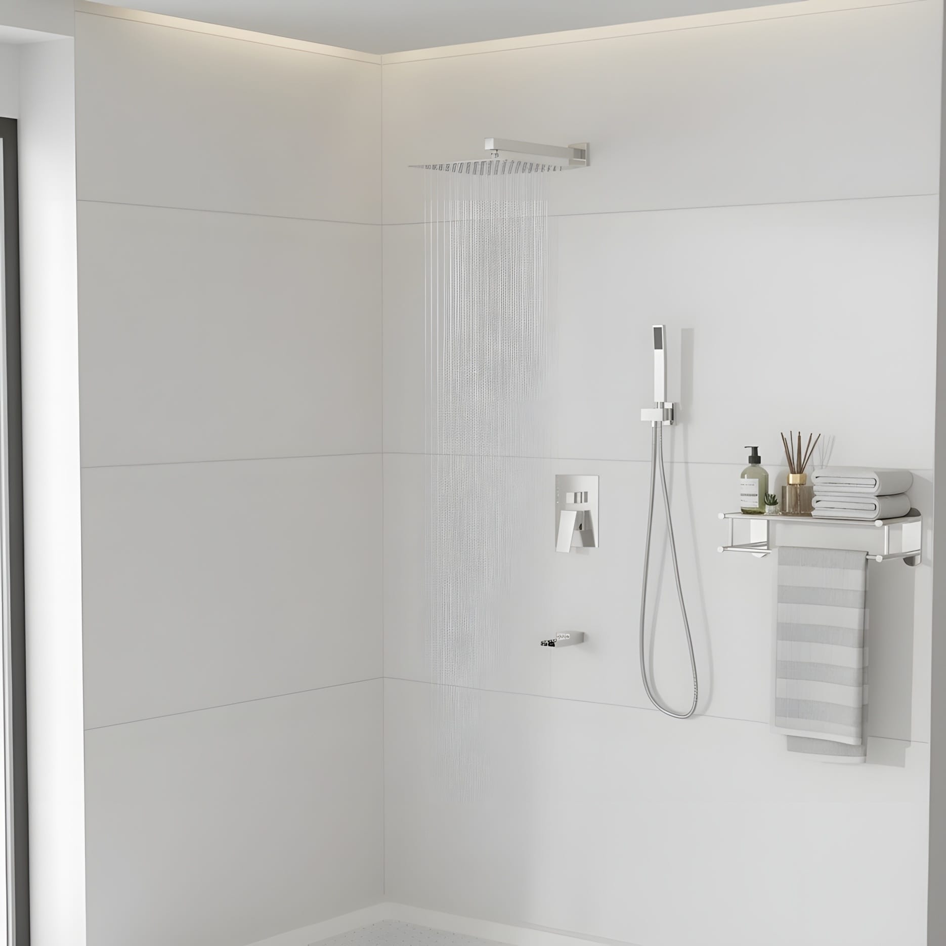 Minimalist Wall Mounted Dual Shower Head Shower Set