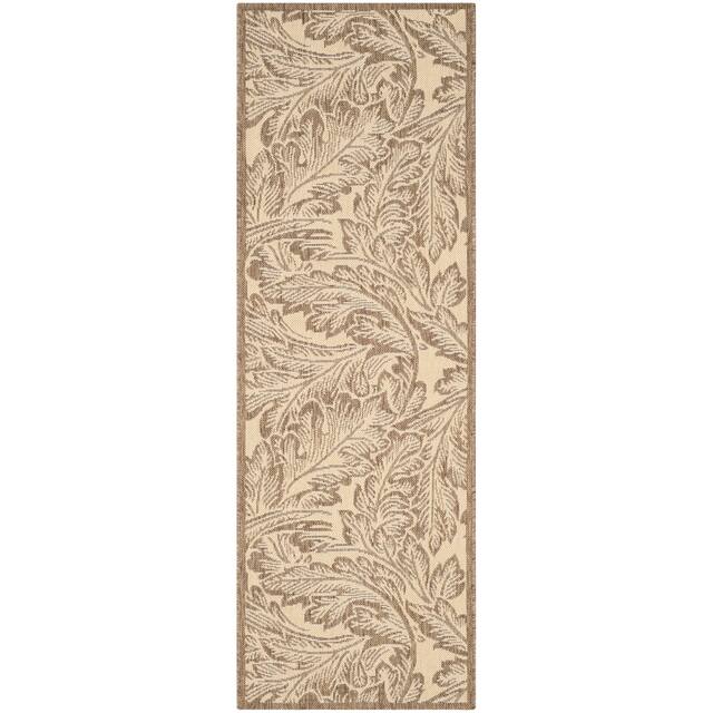 SAFAVIEH Courtyard Bettyjane Tropical Leaves Indoor/ Outdoor Area Rug - 2'3" x 6'7" Runner - Natural/Brown