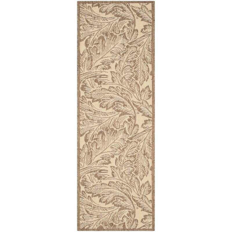 SAFAVIEH Courtyard Reineke Indoor/ Outdoor Waterproof Rug - 2'3" x 6'7" Runner - Natural/Brown