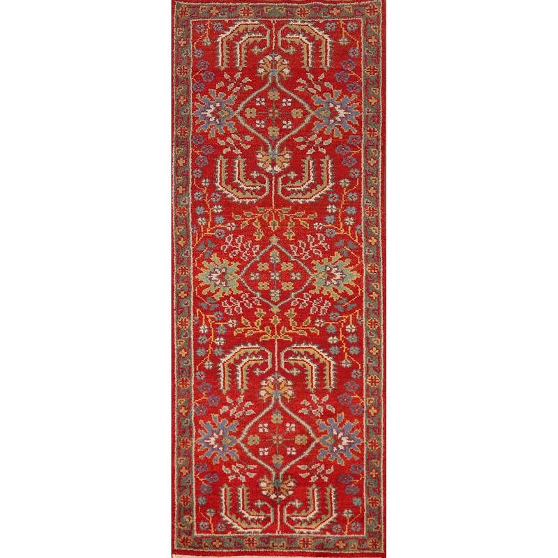 Red Heriz Serapi Indian Runner Rug Handmade Wool Carpet - 2'6" x 7'11"