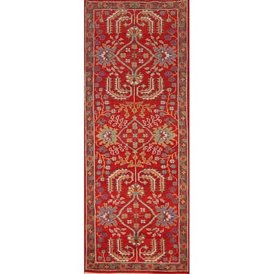Red Heriz Serapi Indian Runner Rug Handmade Wool Carpet - 2'6" x 7'11"