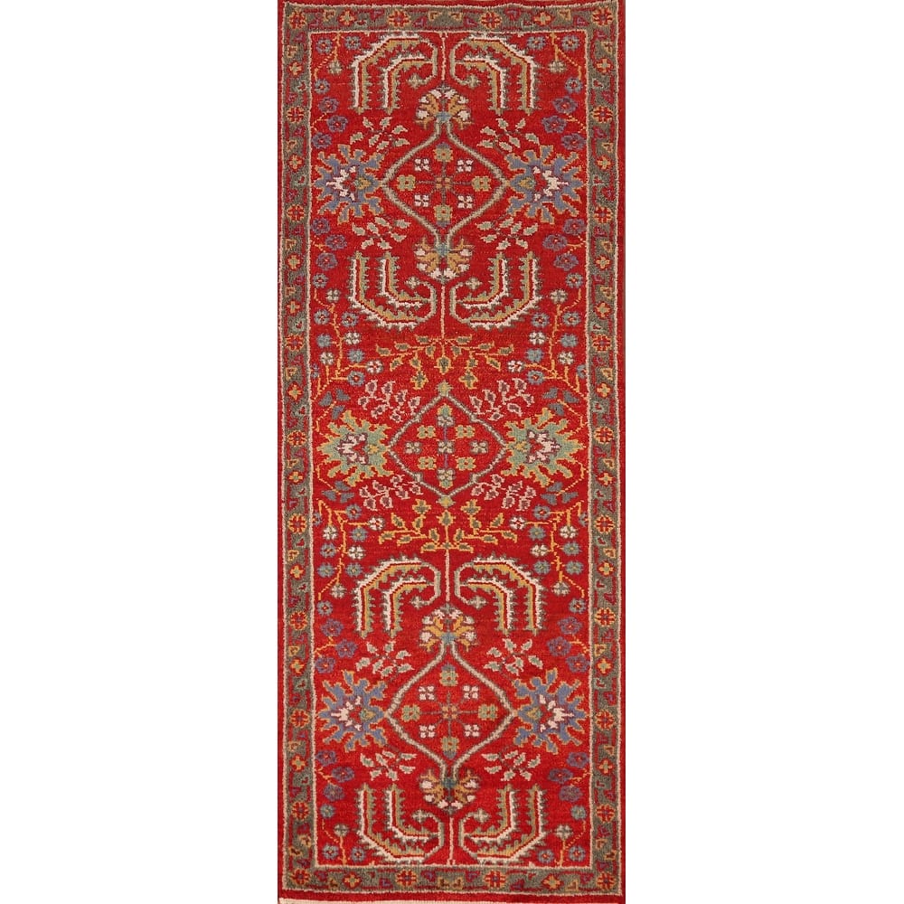 Red Heriz Serapi Indian Runner Rug Handmade Wool Carpet - 2'6" x 7'11"