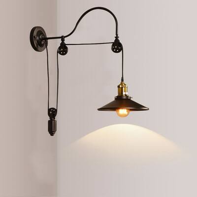 Industrial Wall Mounted Light Sconce Retro Gooseneck Pulley Light - 15.76*23.64*7.88inches