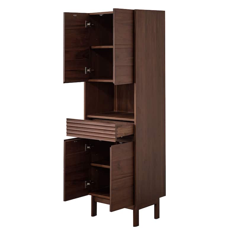 Avanity Carina 24 in. Coffee Teak Freestanding Linen Cabinet - 24"W x 15.7"D x 71"H