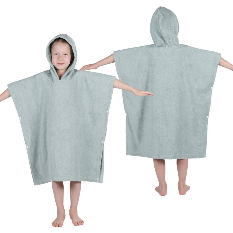 Superior Lyron Kids Cotton Terry Hooded Poncho Bath Towel - Small / Medium - Sage