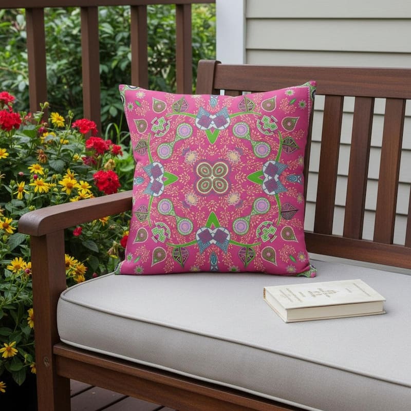 HomeRoots 20" x 20" Hot Pink Blown Seam Paisley Indoor Outdoor Throw Pillow - 20.00' X '5.00' X '20.00 - Hot Pink - 20.00' X '5.00' X '20.00