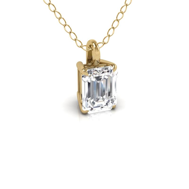 Marquee Lab Grown 1/4 Carat Emerald Solitaire Diamond Pendant in 14K Yellow Gold