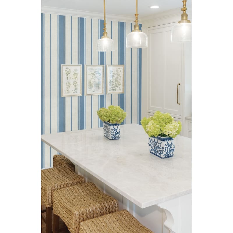 Seabrook Designs Eliott Linen Stripe Nonwoven Unpasted Wallpaper