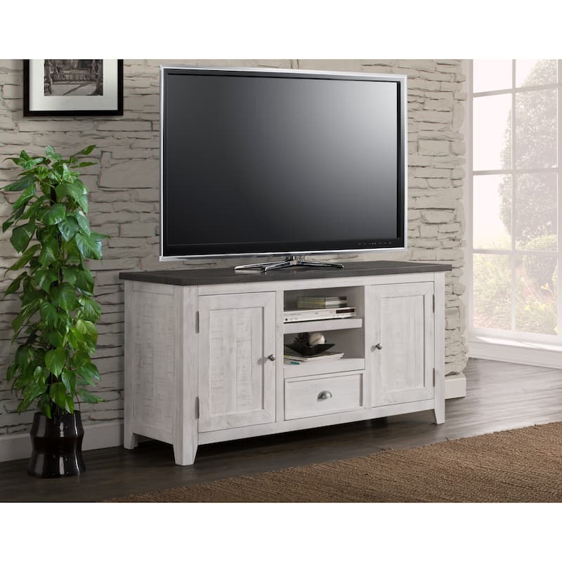 The Gray Barn Downington Solid Wood 60-inch TV Stand - White and Grey
