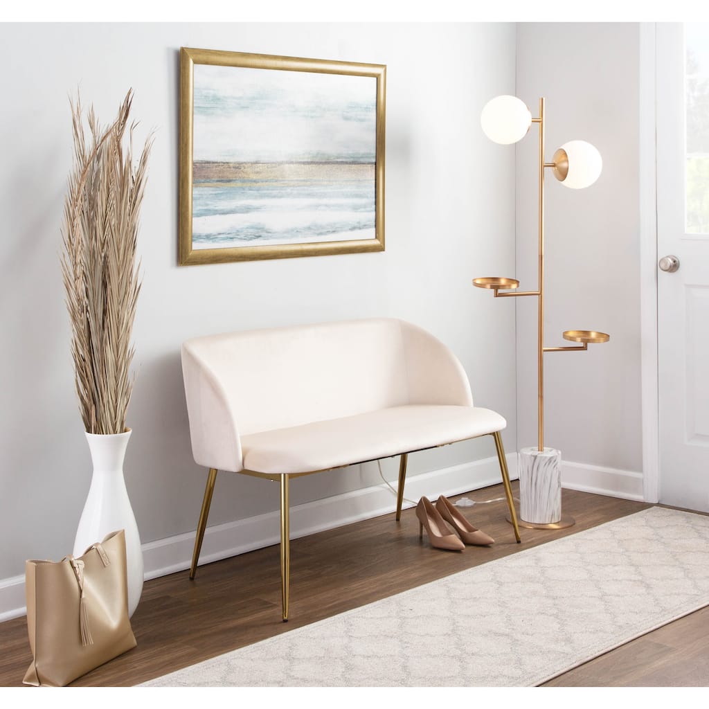 Silver Orchid Harding Velvet Bench