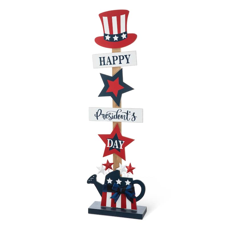 Glitzhome Americana Happy Patriotic's Day Wooden Uncle Sam Porch Decor