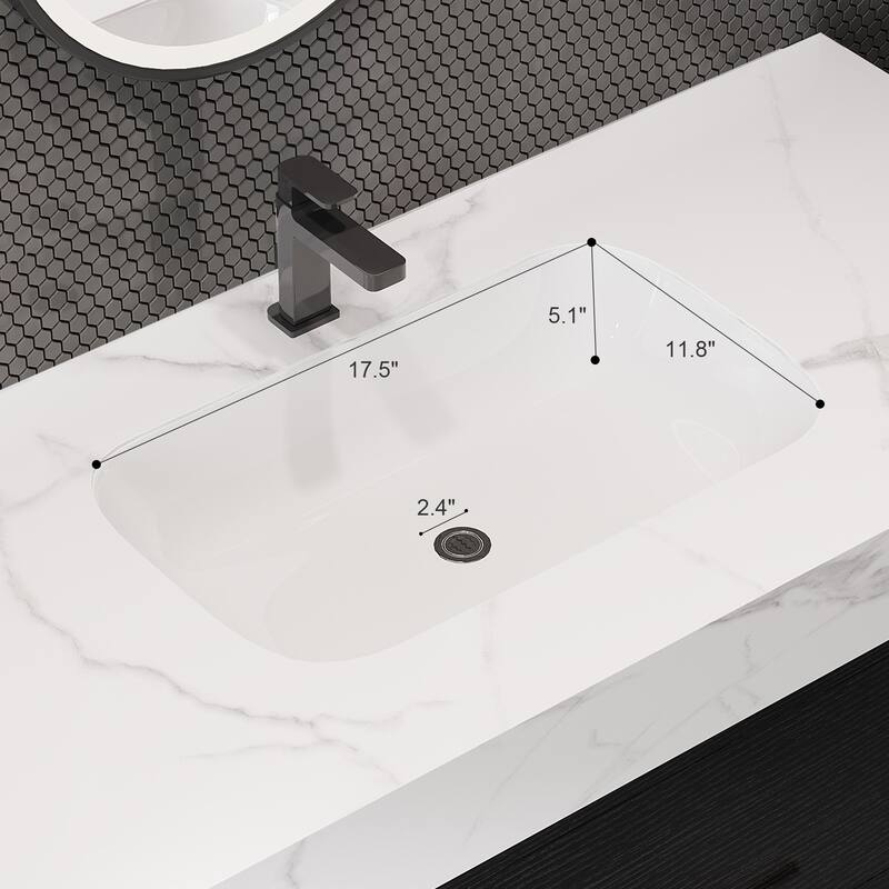 GDFStudio - Modern 39.4" Wall Mounted Floating Sintered Stone Bathroom Vanity with Seamless Ceramic Sink & Soft-Close Drawers