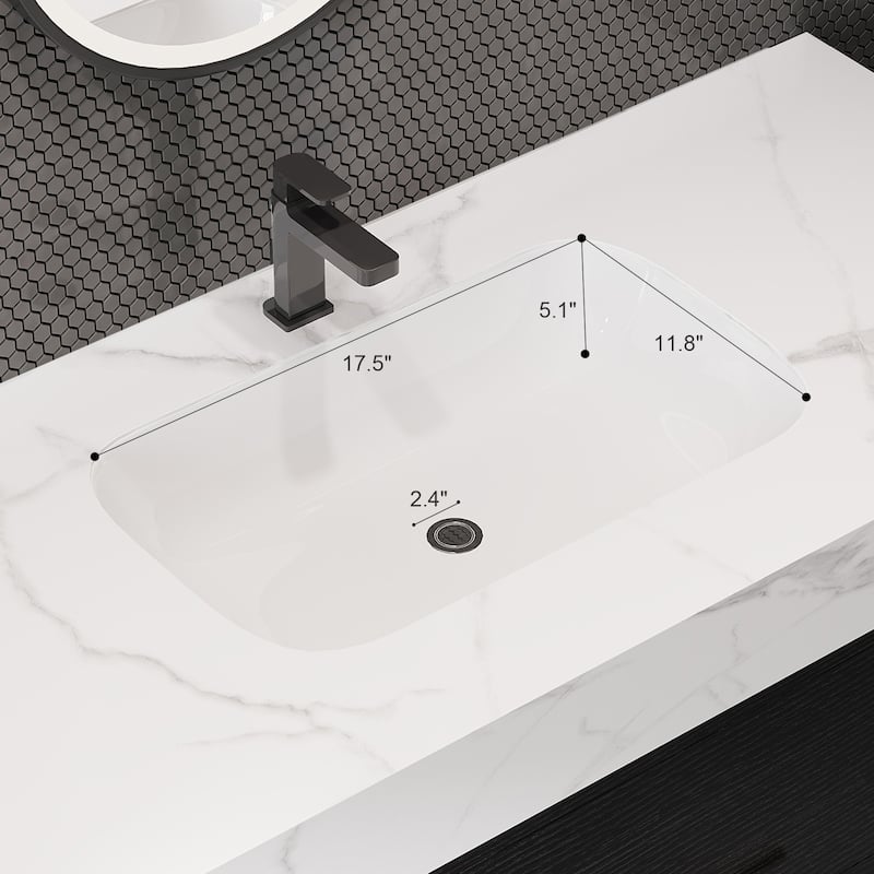 Modern 39.4 Inch Floating Bathroom Vanity with Ceramic Sink, Solid Wood Cabinet & Gold Metal Handles