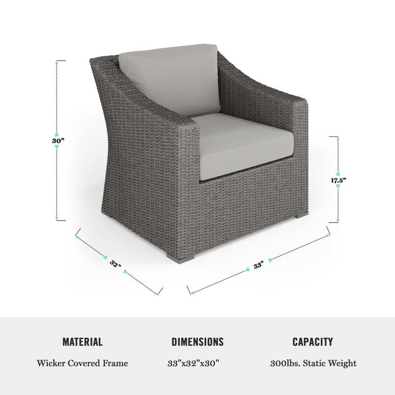 Martha Stewart 4pc Outdoor Rattan Wicker Patio Conversation Set with All-Weather Cushions - 33"W x 32"D x 29.5"H