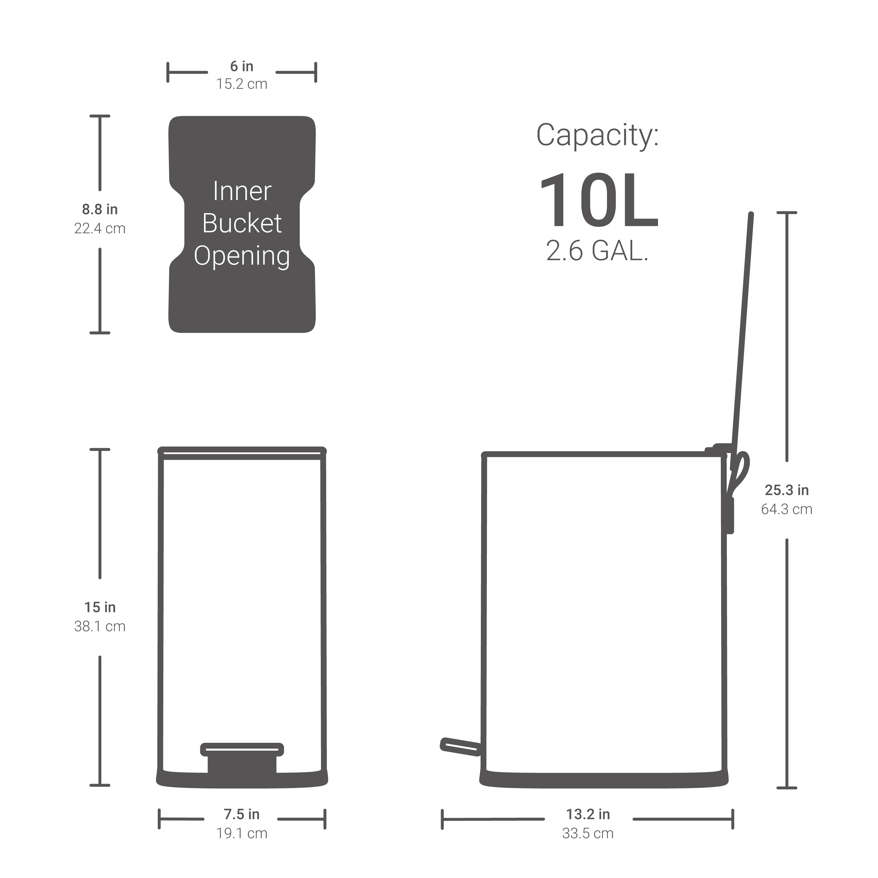 Qualiazero 10L / 2.6 Gallon Slim Step Can-image